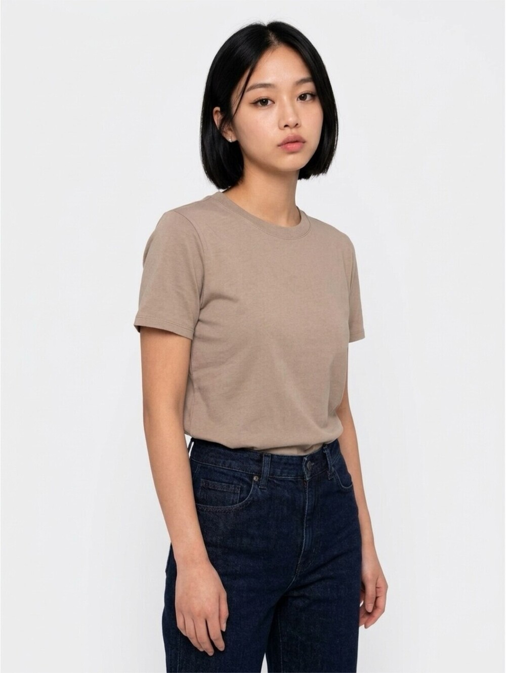 Halara Round Neck Short Sleeve Casual Cotton Boxy T-Shirt M Walnut Brown NWT